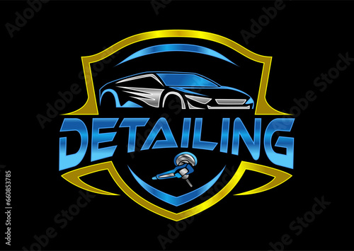 car detailing logo, sticker illustration vector graphic modern design template 