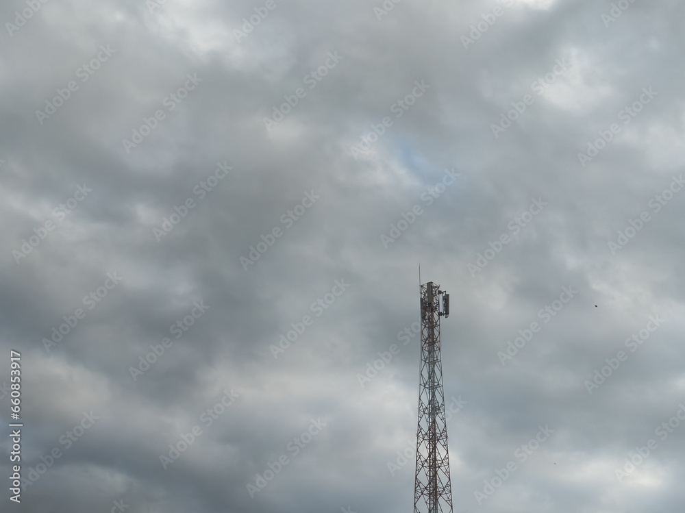 signal transmitter pole stands firm when it's cloudy signal transmitter pole stands firm when it's cloudy