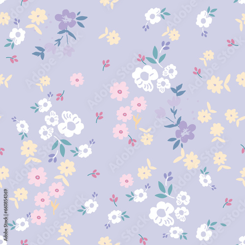 seamless, spaced out, floral pattern, flowers in bunches, clusters