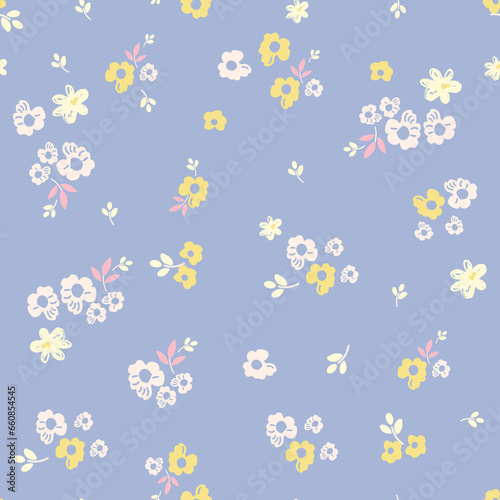 seamless, spaced out, floral pattern, flowers in bunches, clusters
