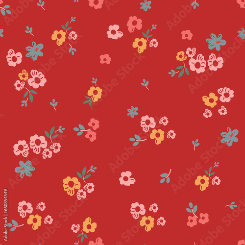 seamless, spaced out, floral pattern, flowers in bunches, clusters