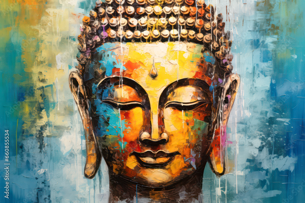 Illustration of Buddha with closed eyes