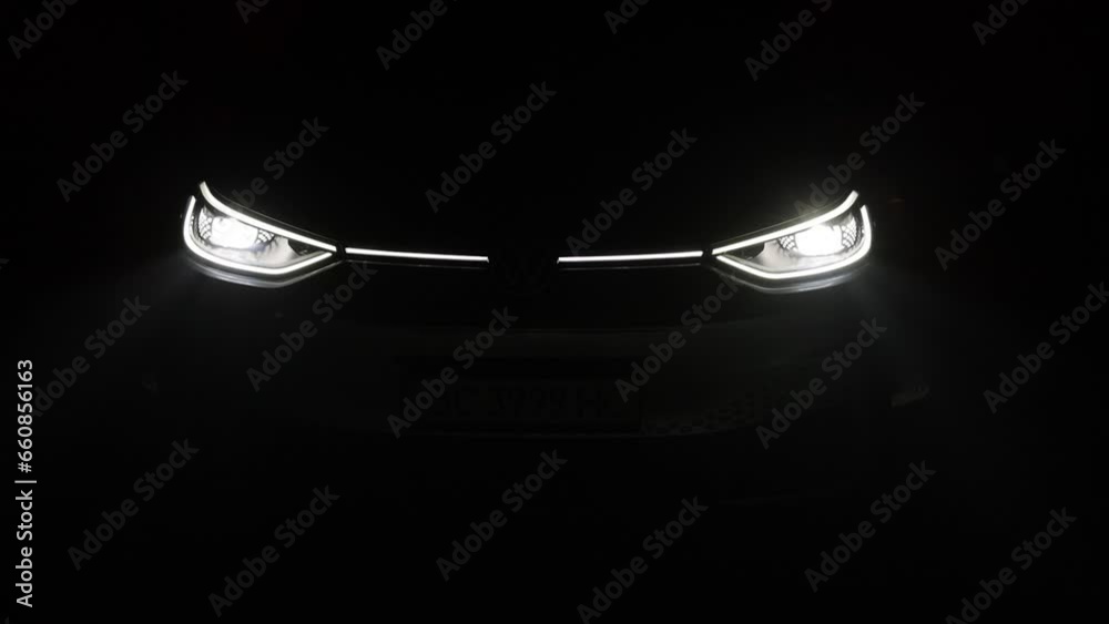 Switched on led matrix lights of luxury car. Car Blinker Light. Car ...