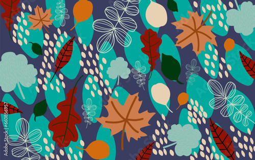 seamless pattern with autumn leaf vector design