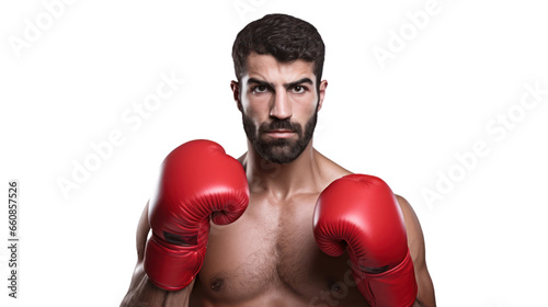 Arab boxer wearing red gloves ready to fight © EmmaStock
