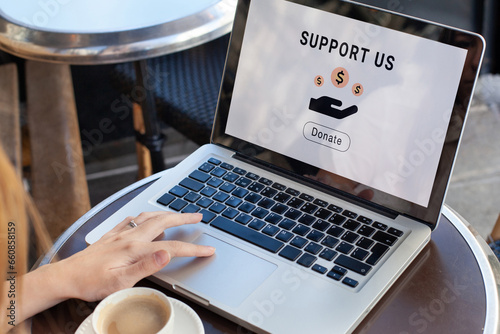 Obraz na plátně support charity, donation concept, donate money to help online