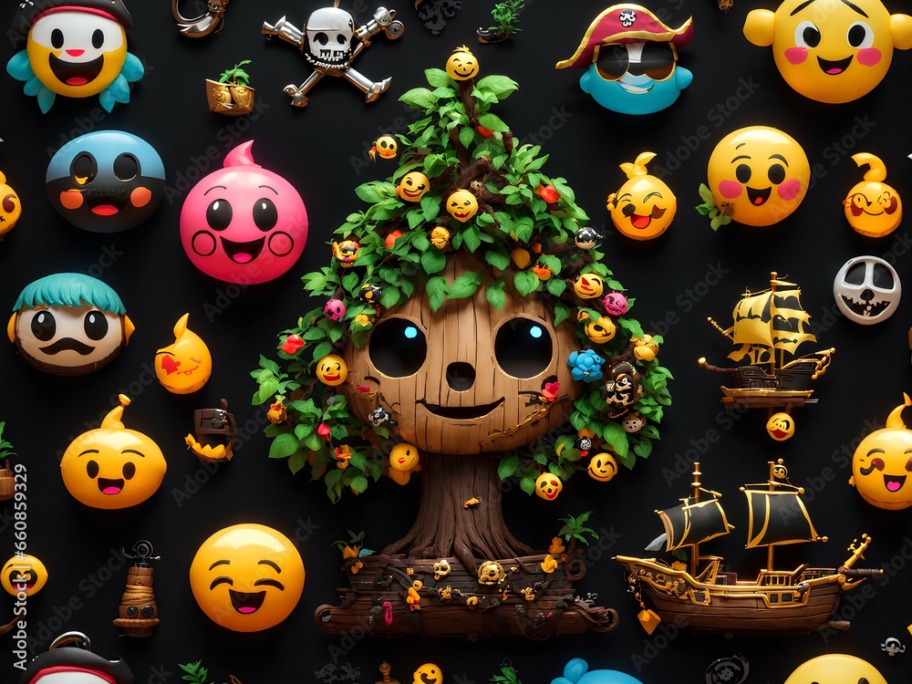 tree 3d emoji with black background tree 3d emoji with black background