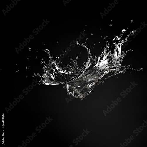 water splash isolated on black water, splash, liquid, drop, bubble, abstract, blue, drink, splashing, wave, clean, nature, white, wet, transparent © Wait