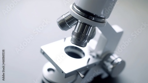 Microscope on the table in laboratory, Science research technology