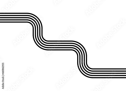 Abstract vector pattern in the form of steps from black parallel lines on a white background in retro style. Striped black and white design element. Modern vector background