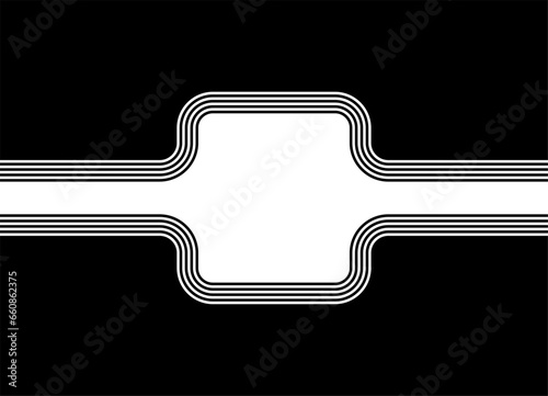 Vector pattern with a square in the center made of parallel lines in retro style. Striped black and white design element. Modern vector background