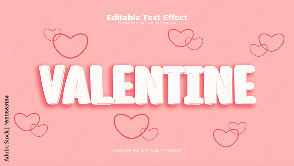 Pink and white valentine 3d editable text effect - font style