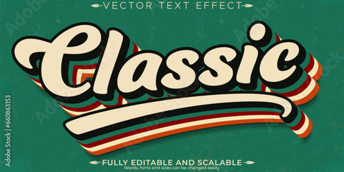 Retro vintage text effect, editable nostalgia and classic customizable font style