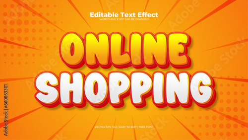 Orange yellow and white online shopping 3d editable text effect - font style