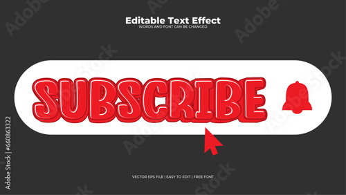 Black white and red subscribe 3d editable text effect - font style
