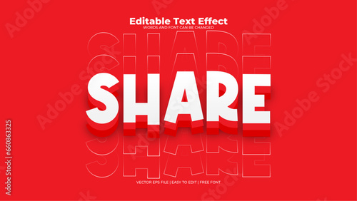 Red and white share 3d editable text effect - font style