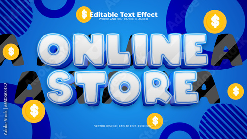 Blue yellow and white online store 3d editable text effect - font style