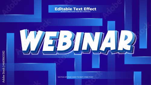 Blue and white webinar 3d editable text effect - font style