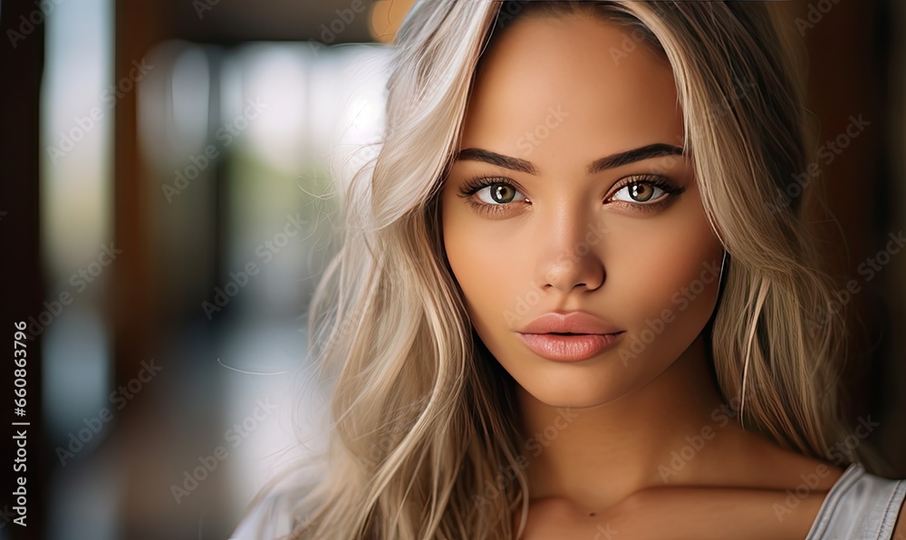 Photo of a woman with freckles and beautiful hair in a close-up shot Photo of a woman with freckles and beautiful hair in a close-up shot