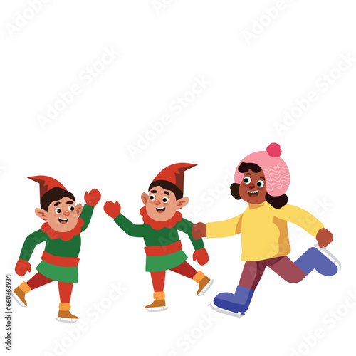 Girl Playing With Gnomes | Winter Christmas Theme