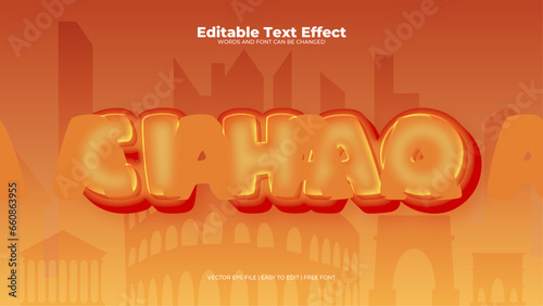Orange and yellow ci hao 3d editable text effect - font style photo