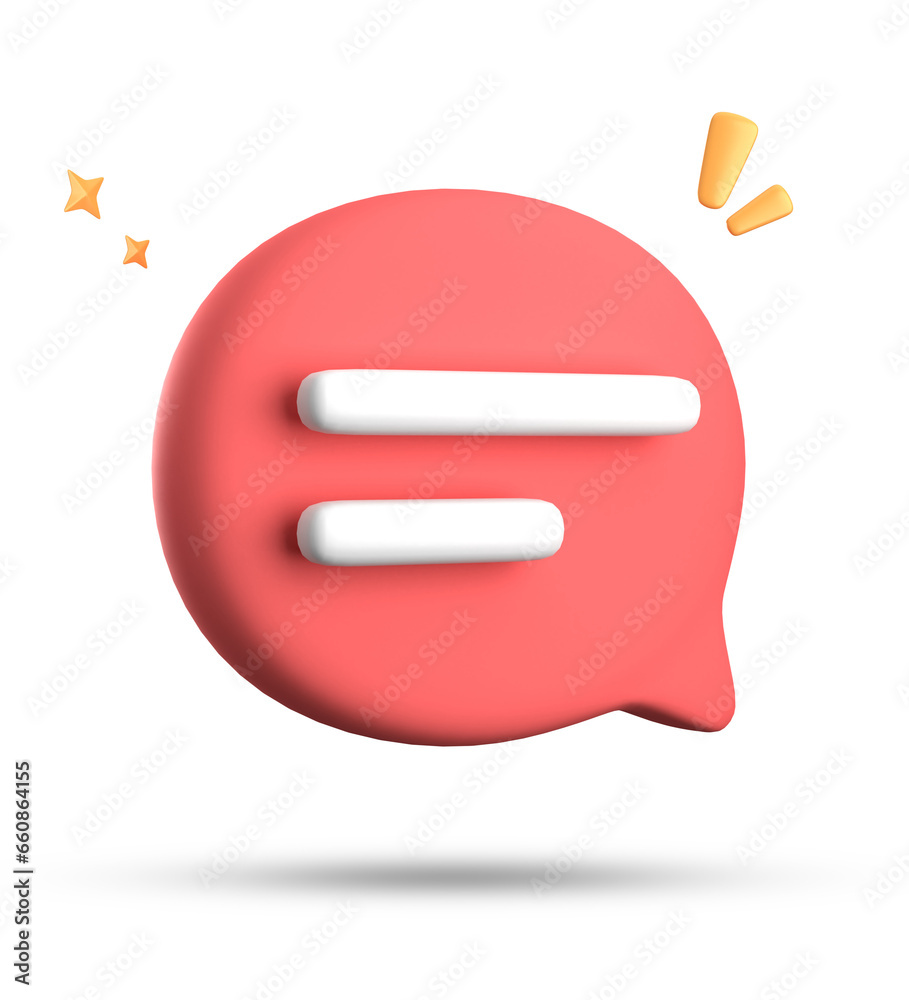3d rendering of speech bubble with notification icons, 3D pastel chat icon set. Set of 3d speak bubble.