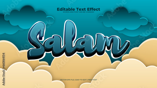 Beige and blue salam 3d editable text effect - font style