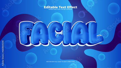 Blue and white facial 3d editable text effect - font style