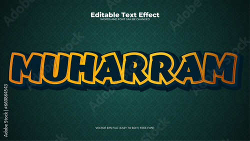 Green and yellow muharram 3d editable text effect - font style