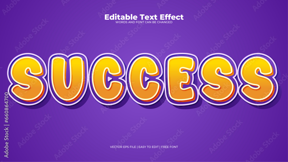 Orange yellow and purple violet success 3d editable text effect - font style - obrazy, fototapety, plakaty 