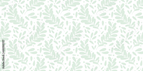 Light green leaf background, vector pattern seamless repeating texture
