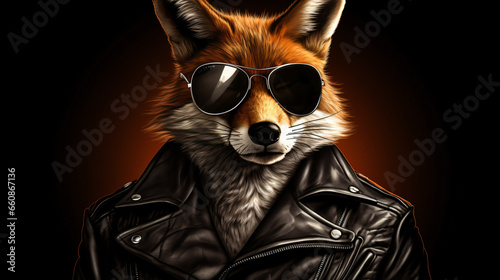 Image of stylish cool fox wearing sunglasses © Cybonix