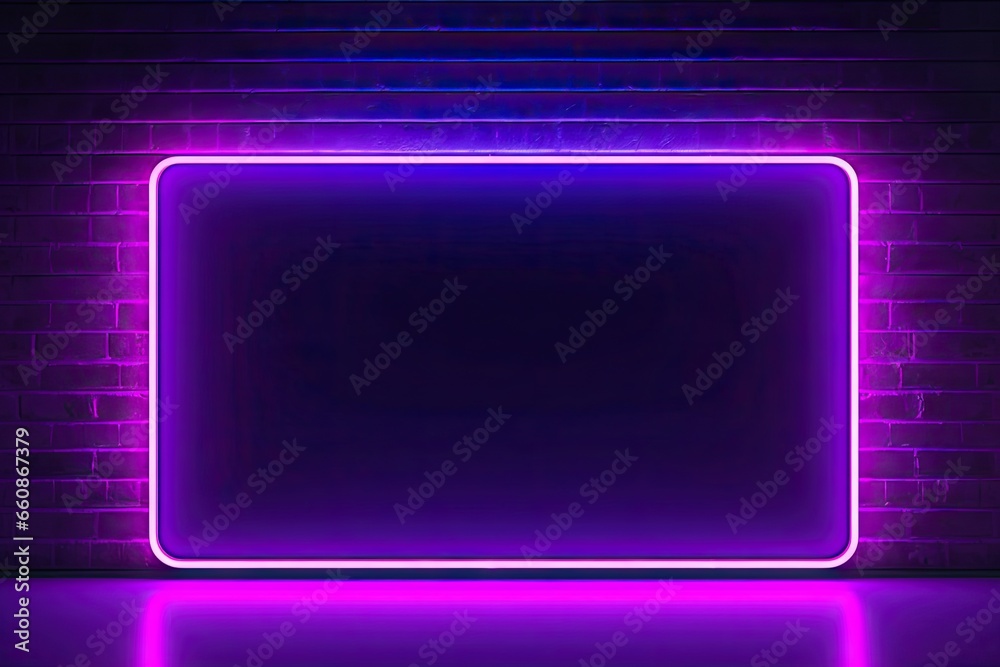 Glow frame in dark. Vibrant neon dreams. Futuristic interior. Electric elegance. Illumination in black background. Design and lights Glow frame in dark. Vibrant neon dreams. Futuristic interior. Electric elegance. Illumination in black background. Design and lights