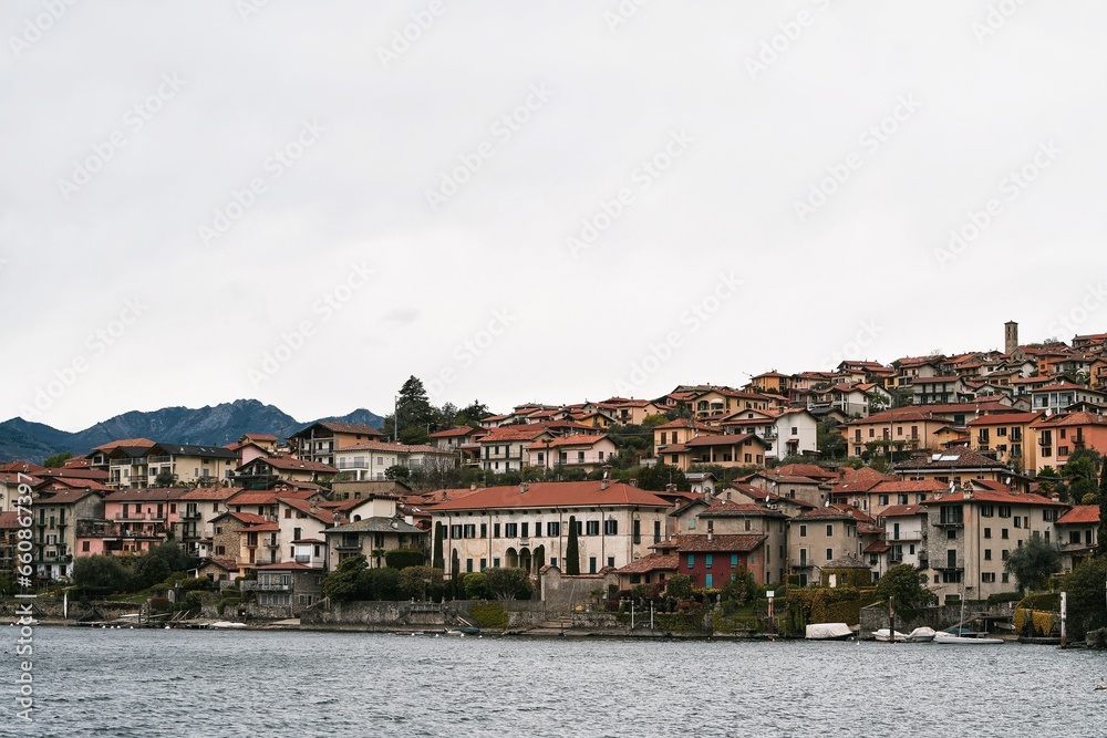 An Italian Village on Como Lake, Milan, Italy, Embraced by Majestic Alps and Lake Waters