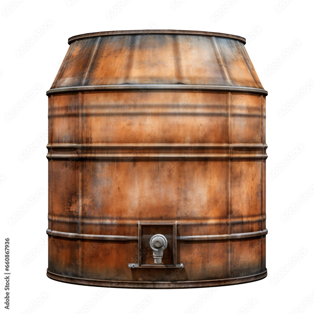 Obraz premium Rusted water tank isolated on transparent background