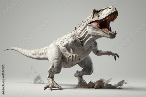 White T-Rex on plain background. Generative AI