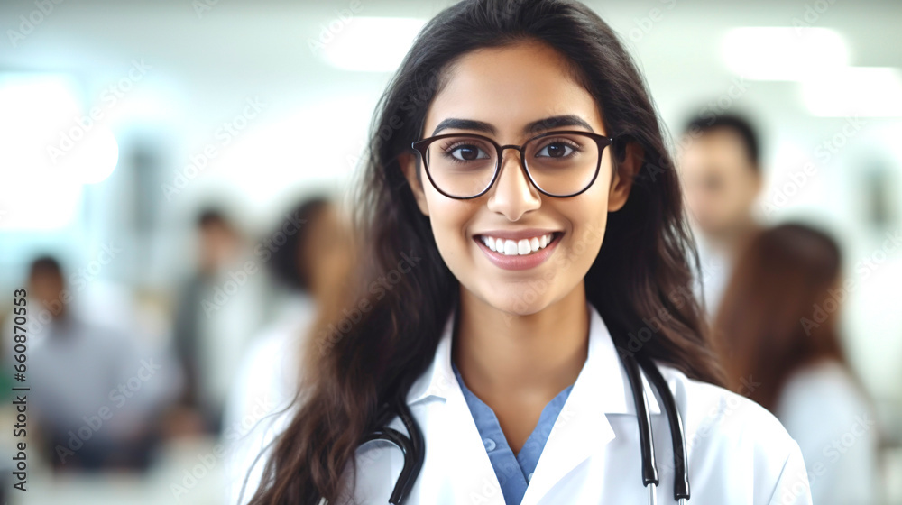 nurse with blue gown and stethoscope.look forward. Generative AI nurse with blue gown and stethoscope.look forward. Generative AI