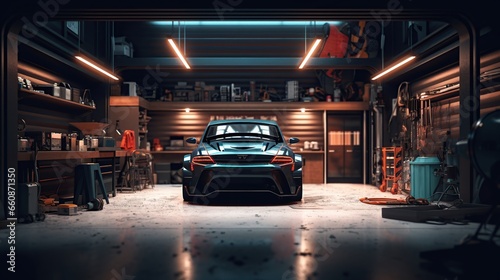 sports car garage complete with workshop equipment © Beny
