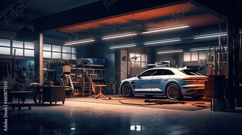 sports car garage complete with workshop equipment © Beny