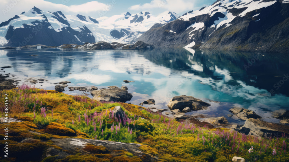 landscape with lake and mountains landscape with lake and mountains