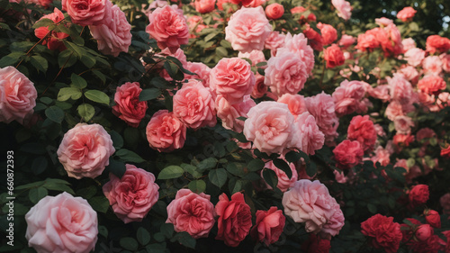 Rose flowers garden nature background. © toeytoey