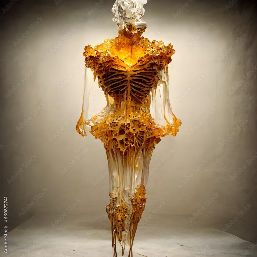 Amber skeleton neri oxman style sclupture surreal 