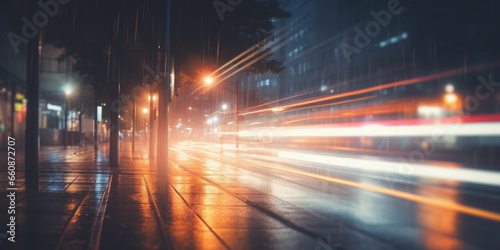 Abstract blurred night street lights background. Defocused image of a city street at night.  © Jasmina