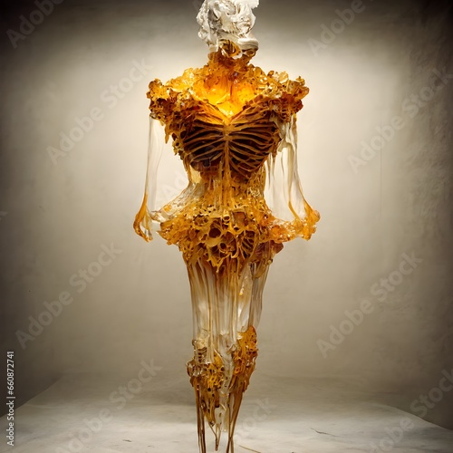 Amber skeleton neri oxman style sclupture surreal  photo