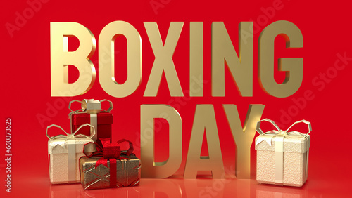 The Gift box and Boxing Day word for Marketing concept 3d rendering