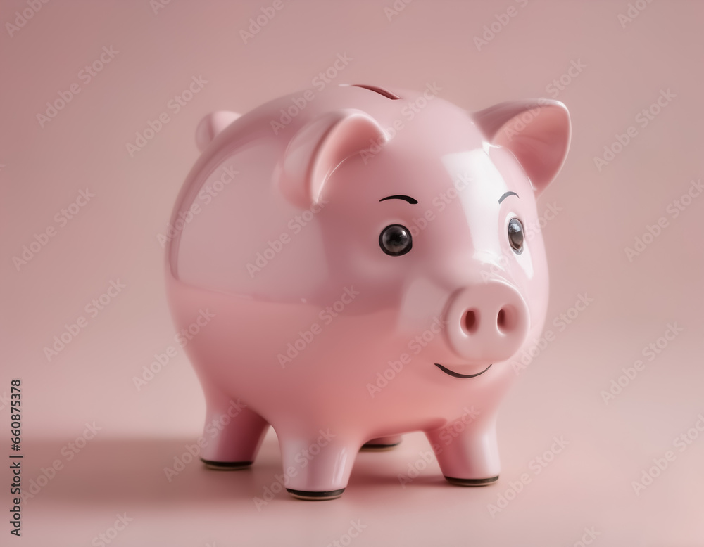 Ceramic Piggy Bank, Home Finance Planning Illustration.