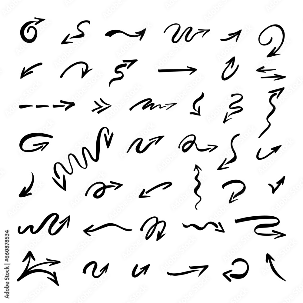 Vector set of hand drawn arrows, elements for presentation Vector set of hand drawn arrows, elements for presentation