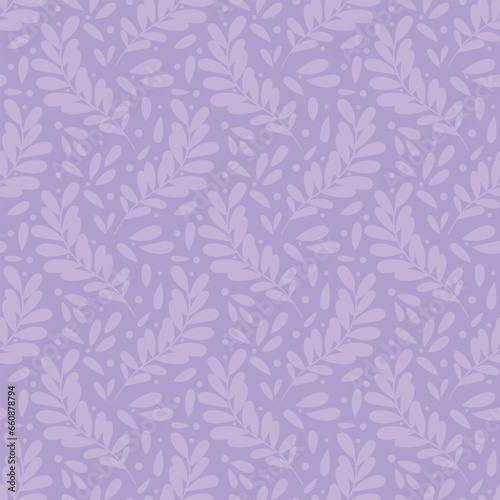 Purple vector pattern texture with leaves, seamless repeating background