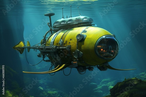 Underwater vehicle. Generative AI © Jovana