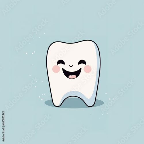 Funny tooth, flat lay.